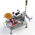 Labelling devices for dispensing rewind with roll-on unit WILUX System PLS31xx UE in red, silver and black