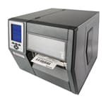 Industrial label printer Honeywell Datamax O'Neil H-Class in gray with white printed label